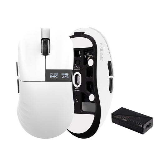 OOCTPK Wireless Gaming Mouse - 8K Dual Polling, 30000 DPI, Super Lightweight 49g, Tri-Mode (2.4G/USB-C/Bluetooth) - White