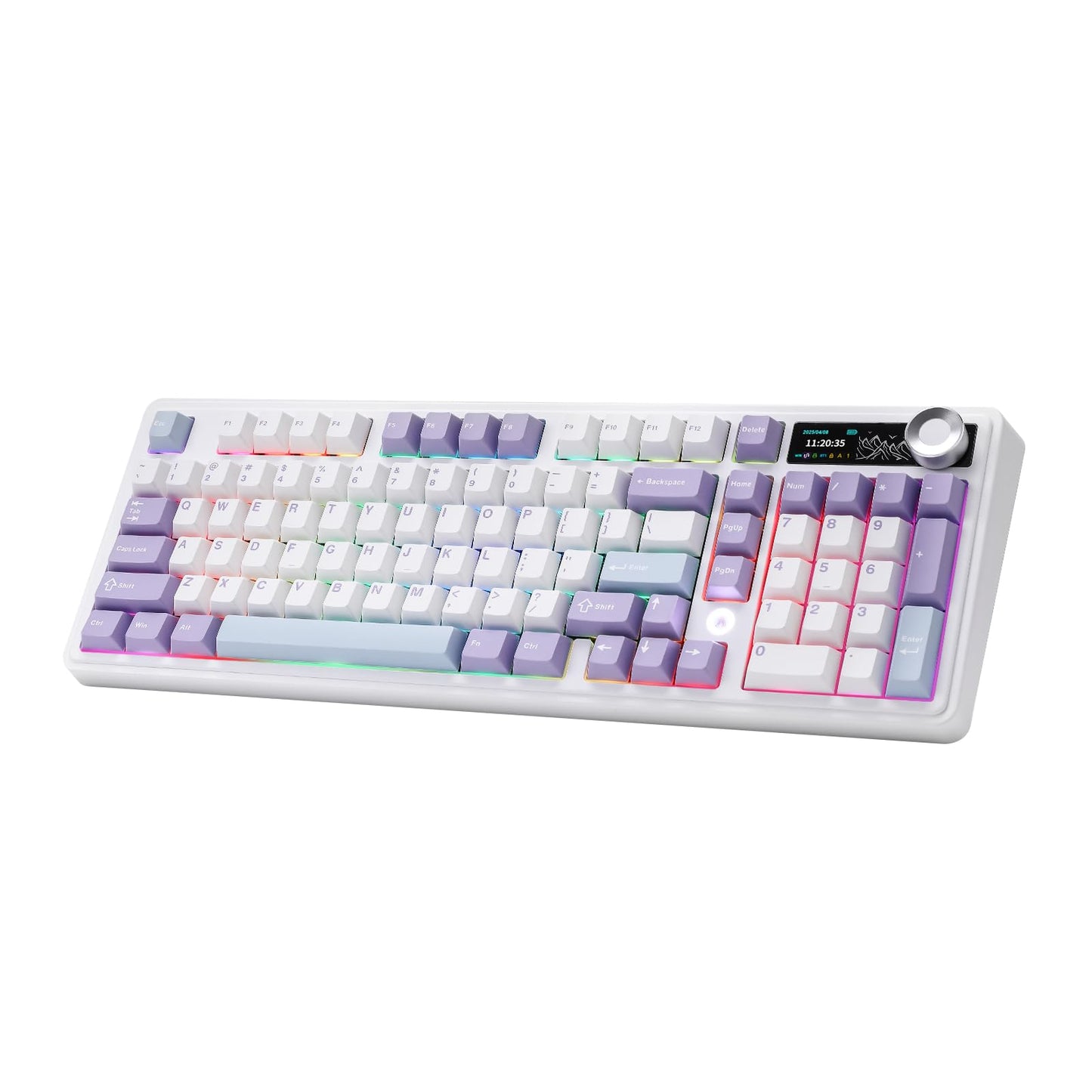 MIKIBY AJAZZ AK980 Mechanical Keyboard with Smart Display & Knob 98% Wireless Keyboard Tri-Mode BT/2.4G/USB-C  Hot Swappable  PBT Keycaps  with RGB Light for Win & Mac(Purple Murad Switch)