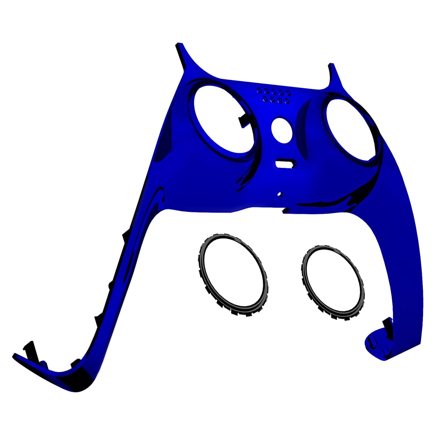 eXtremeRate Chrome Blue Glossy Decorative Trim Shell Compatible with p s 5 Controller  DIY Replacement Clip Shell  Custom Plates Cover Compatible with p s 5 Controller with Accent Rings