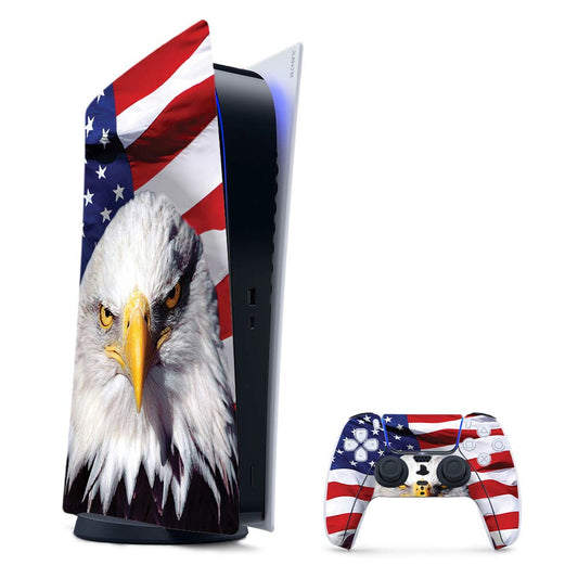 MightySkins Gaming Skin for PS5 / PlayStation 5 Digital Edition Bundle - America Strong | Protective Viny wrap | Easy to Apply and Change Styles | Made in The USA