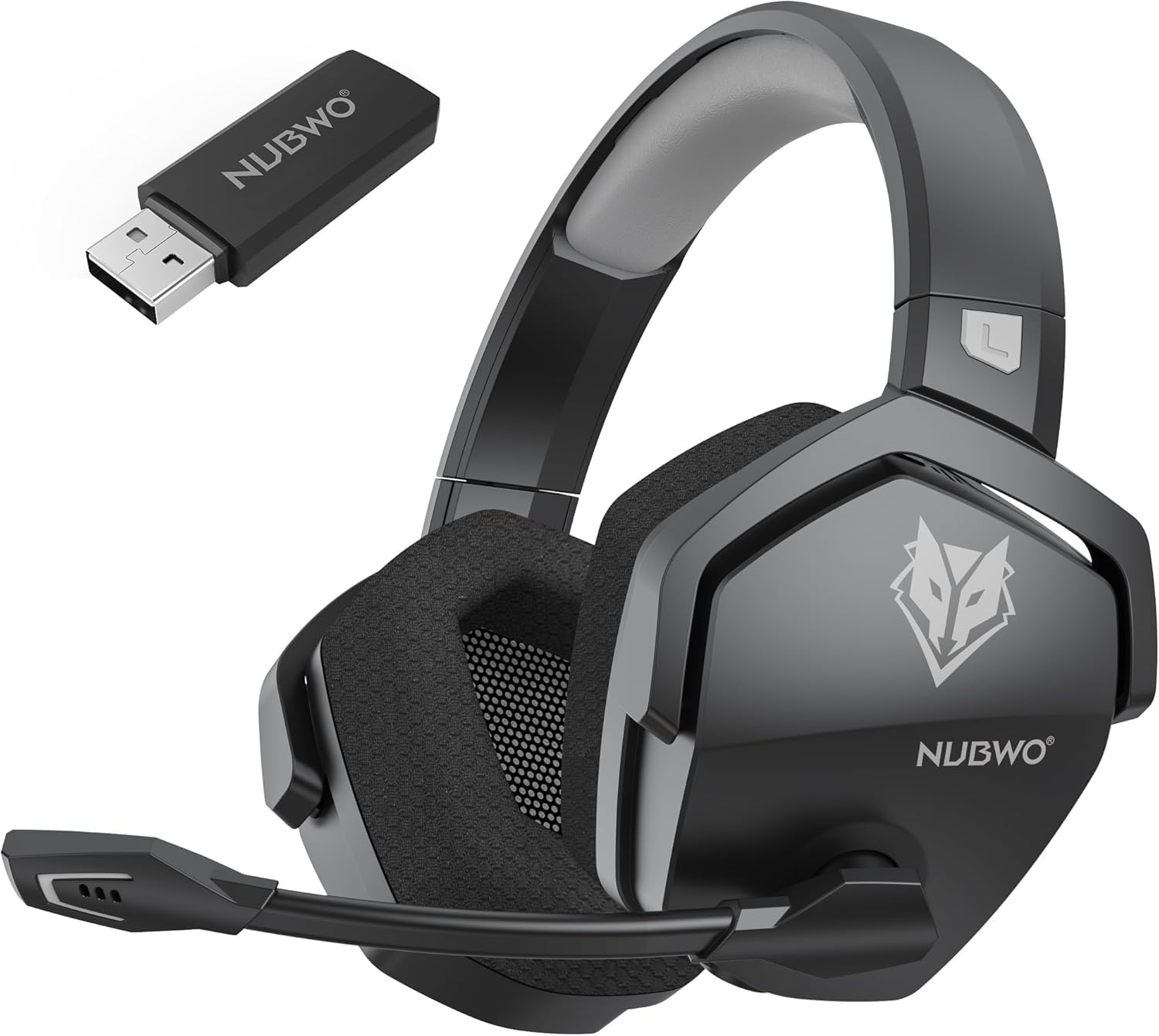 NUBWO Wireless Gaming Headset with Mic for Ps5 Ps4 PC  Zero Interference  100-Hour Battery All-Day Play  23ms Sync for Fortnite & Call of Duty/FPS Gamers  Triple Mode All Devices Compatible - Gray