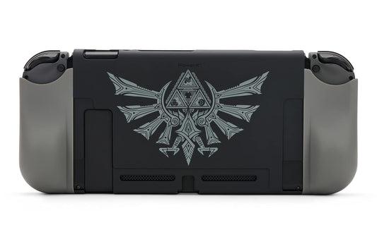 PowerA Silver Hyrule Crest Console Shield for Nintendo Switch - Hard Plastic Shell with Ergonomic Grips, Officially Licensed