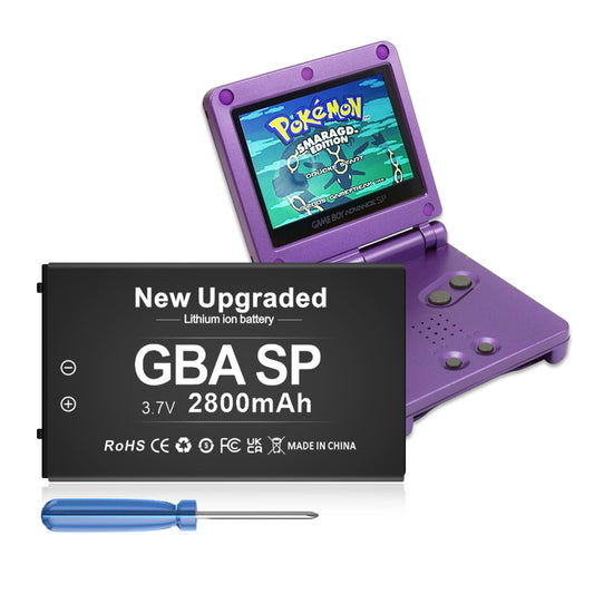SHENMZ GBA Sp Battery  Upgraded (2800mAh) Ultra High Capacity Rechargeable Lithium-ion Battery for Nintendo GBA SP Gameboy Advance SP AGS-001 with Screwdriver