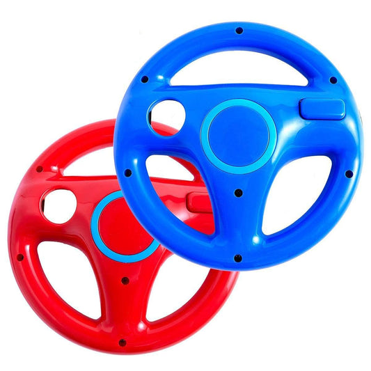 DOYO Steering Wheel for Nintendo Wii Remote - 2 Pack Racing Game Accessories - Red and Blue