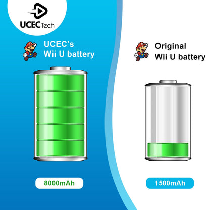 UCEC 8000mAh Rechargeable Battery Pack for Wii U Gamepad WUP-010/WUP-012