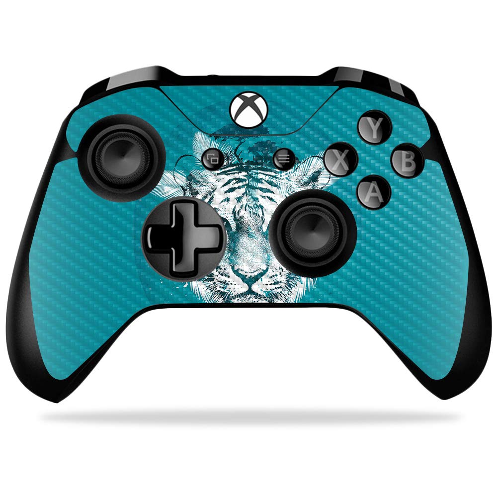 MightySkins Carbon Fiber Skin for Microsoft Xbox One X Controller - White Tiger | Protective  Durable Textured Carbon Fiber Finish | Easy to Apply  Remove  and Change Styles | Made in The USA
