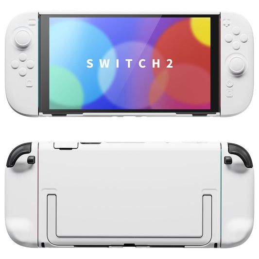 PlayVital Protective Case for Nintendo Switch 2 - Cute Dockable Hard Case Shell for Switch 2 with Thumb Grip & Sticker & Button Caps  Anti-Scratch & Shockproof Cover Skin - White
