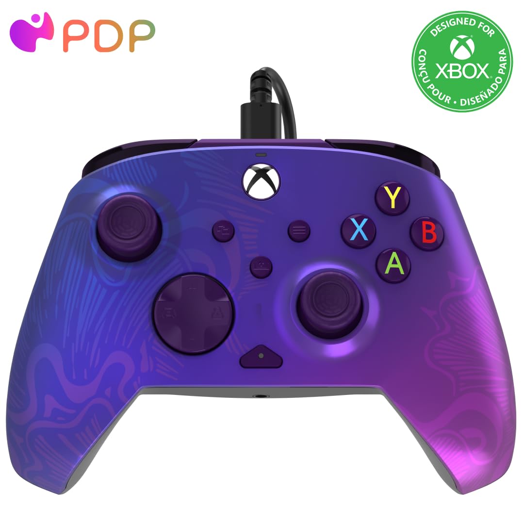 PDP Gaming REMATCH Enhanced Wired Controller Licensed for Xbox Series X|S/Xbox One/PC/Windows  Mappable Back Buttons  Advanced Customizable App - Purple Fade