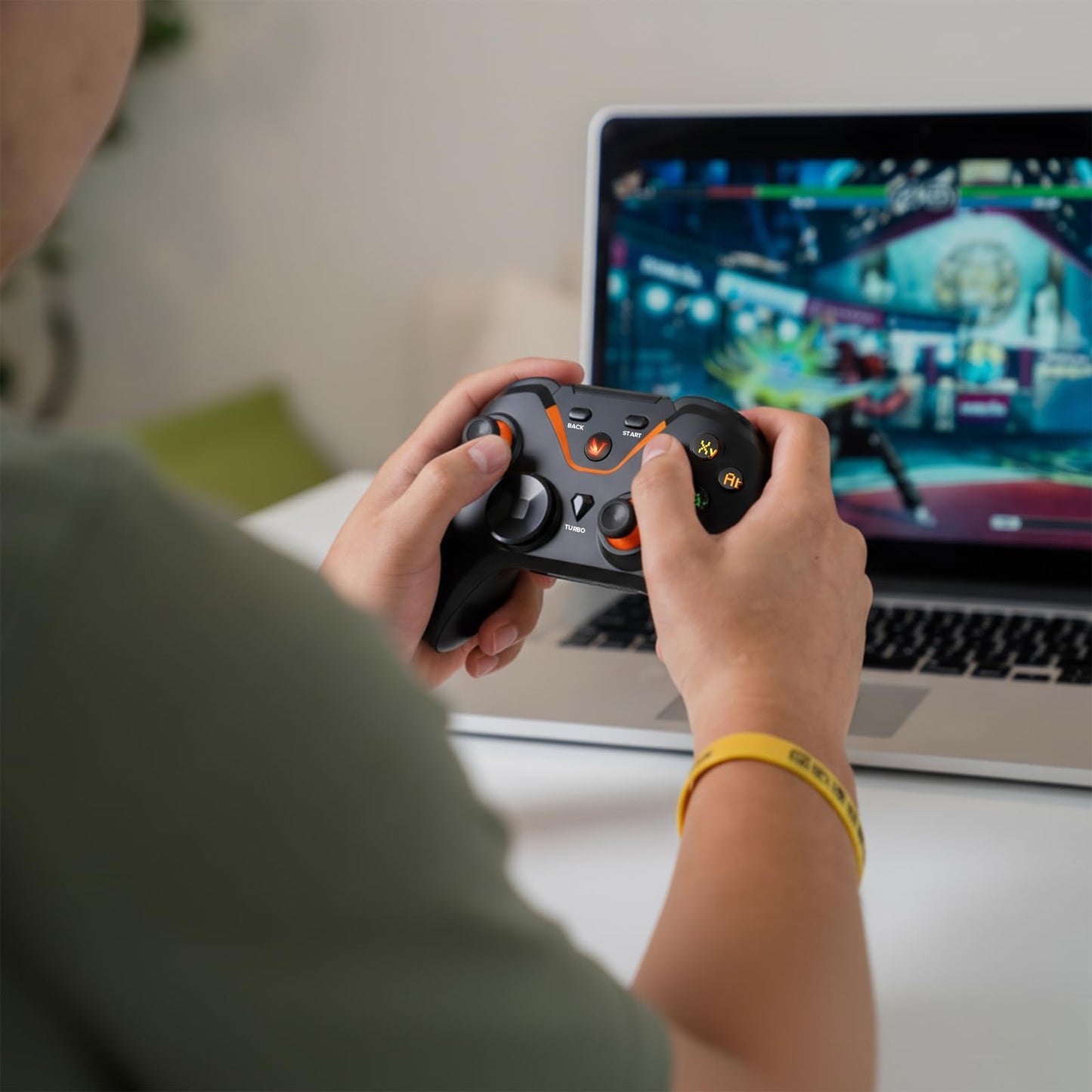 VJANW Wireless Gaming Controller for PC - Bluetooth, Wired, 6-Axis Motion, 2-Motor Vibration, Ergonomic, Black, Model G10