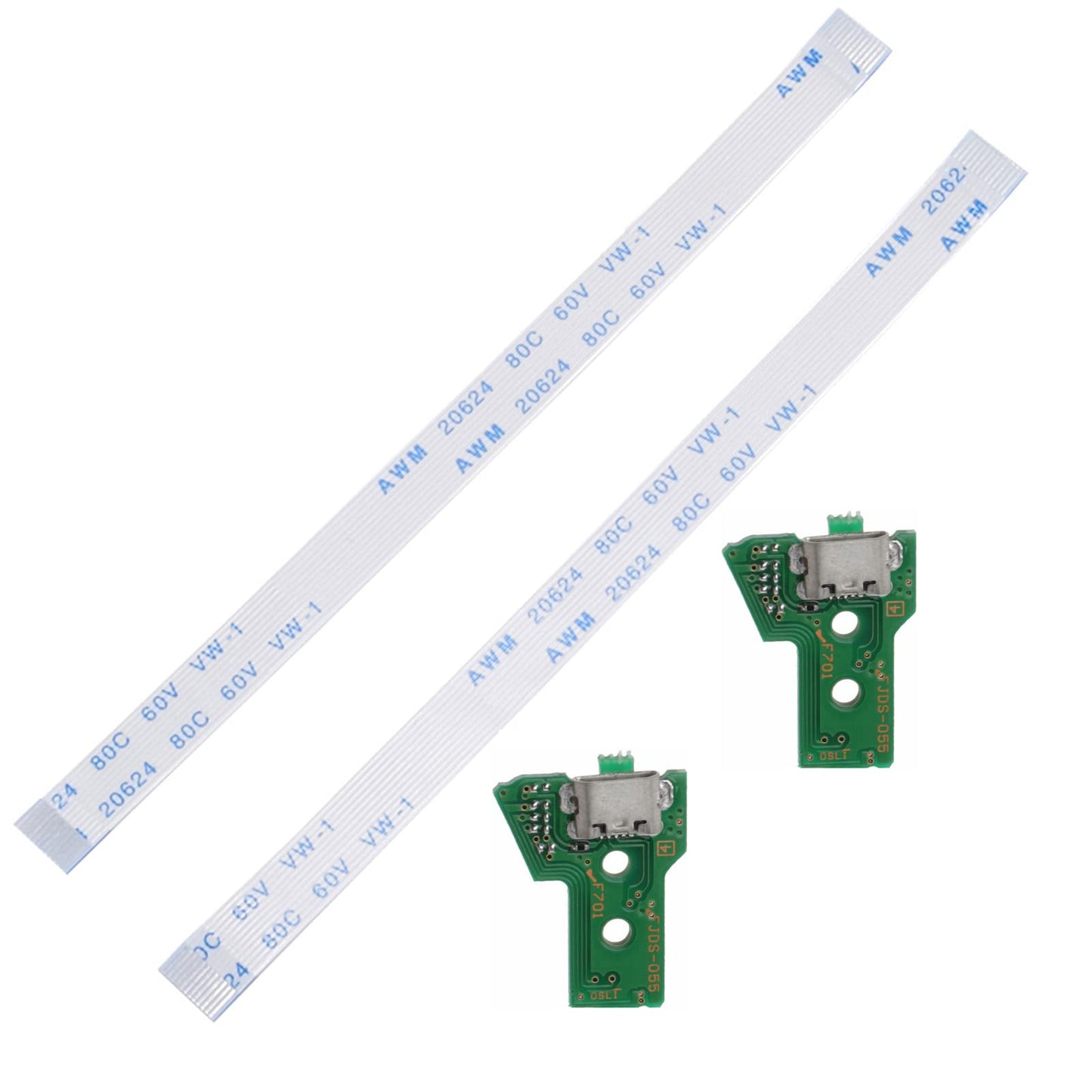 Onyehn JDS-050/JDS-055 Charging Port Assembly for PS4 DualShock 4 - 12 Pin Eject Ribbon Flex Cable - 2 Pack
