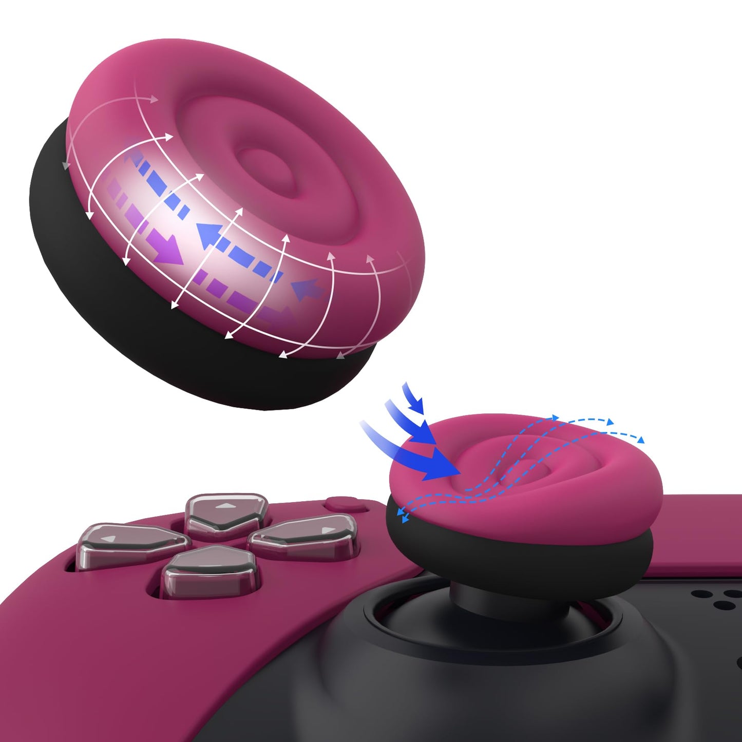 playvital Thumbs Cushion Caps Thumb Grips for ps5  for ps4  Thumbstick Grip Cover for Xbox Series X/S  Thumb Grip Caps for Xbox One  Elite Series 2  for Switch Pro Controller - Cosmic Red & Black