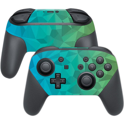 MIGHTY SKINS Nintendo Switch Pro Controller Skin - Blue Green Polygon, Durable Vinyl Wrap, Easy to Apply and Remove, Model: NISWPCOI