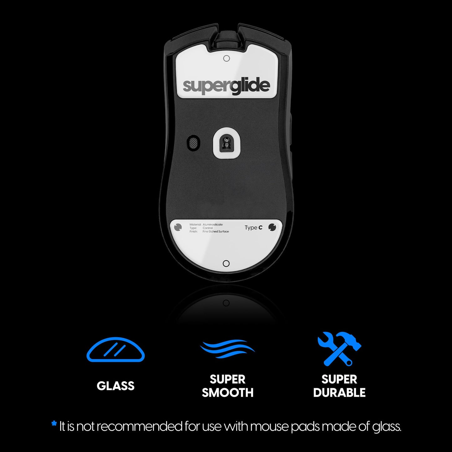 Pulsar Gaming Gears Superglide Glass Mouse Skates, Polished Round Edge, Razer Viper V3 Pro, White