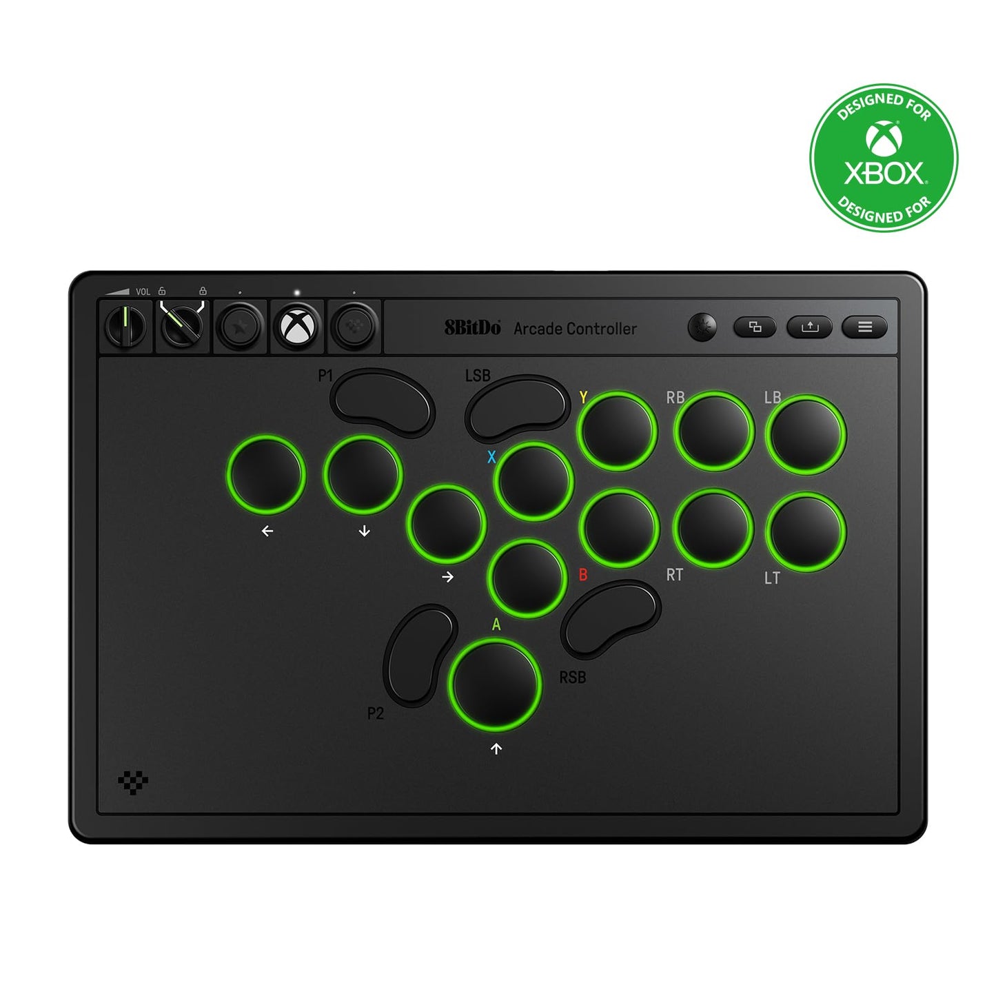 8Bitdo Arcade Controller for Xbox Series X|S & PC - Wireless, Mechanical Switches, RGB Lighting, Model 6922621507437, Black