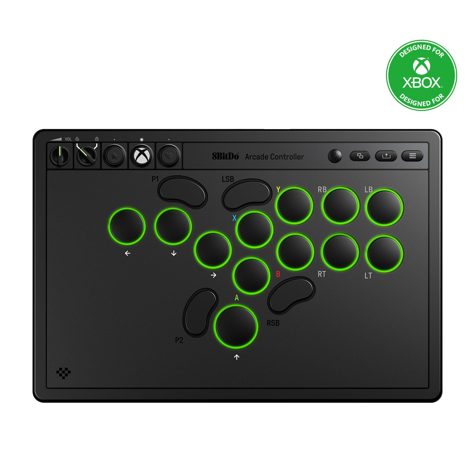 8Bitdo Arcade Controller for Xbox Series X|S & PC - Wireless, Mechanical Switches, RGB Lighting, Model 6922621507437, Black