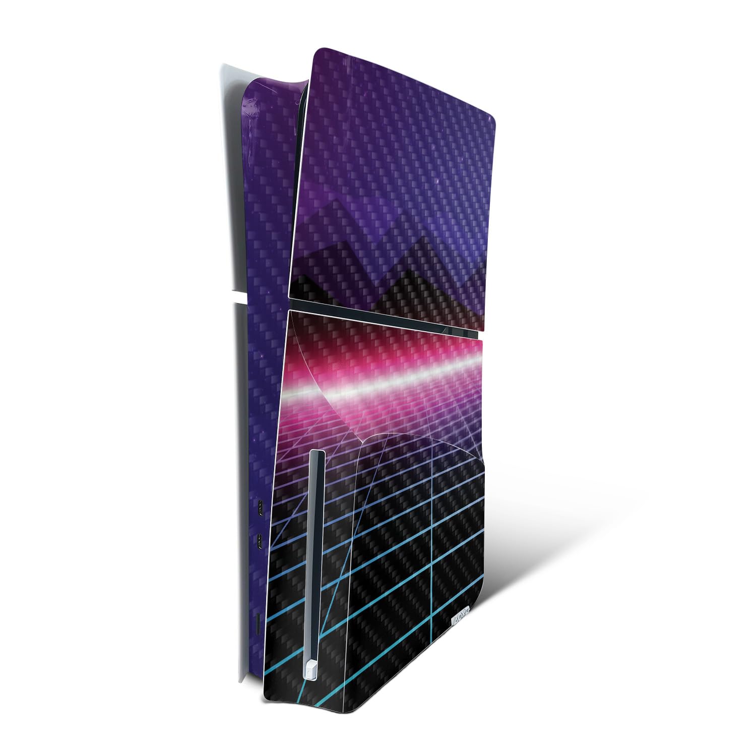 MightySkins Carbon Fiber Skin for PS5 Playstation 5 Slim Disc Edition Console Only - Synthwave Protective  Durable Textured Carbon Fiber Finish Easy to Apply Made in The USA
