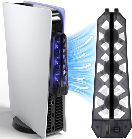 Anspect PS5 Cooling Fan - High Efficiency 7000RPM, Air Balance Blade, USB3.0 Hubs, Compatible with PS5 Console (Not for Slim/Pro)