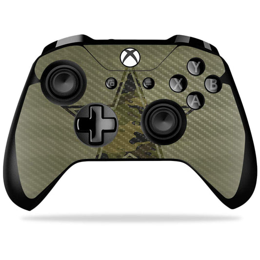 MightySkins Carbon Fiber Skin for Microsoft Xbox One X Controller - Army Star | Protective  Durable Textured Carbon Fiber Finish | Easy to Apply  Remove  and Change Styles | Made in The USA