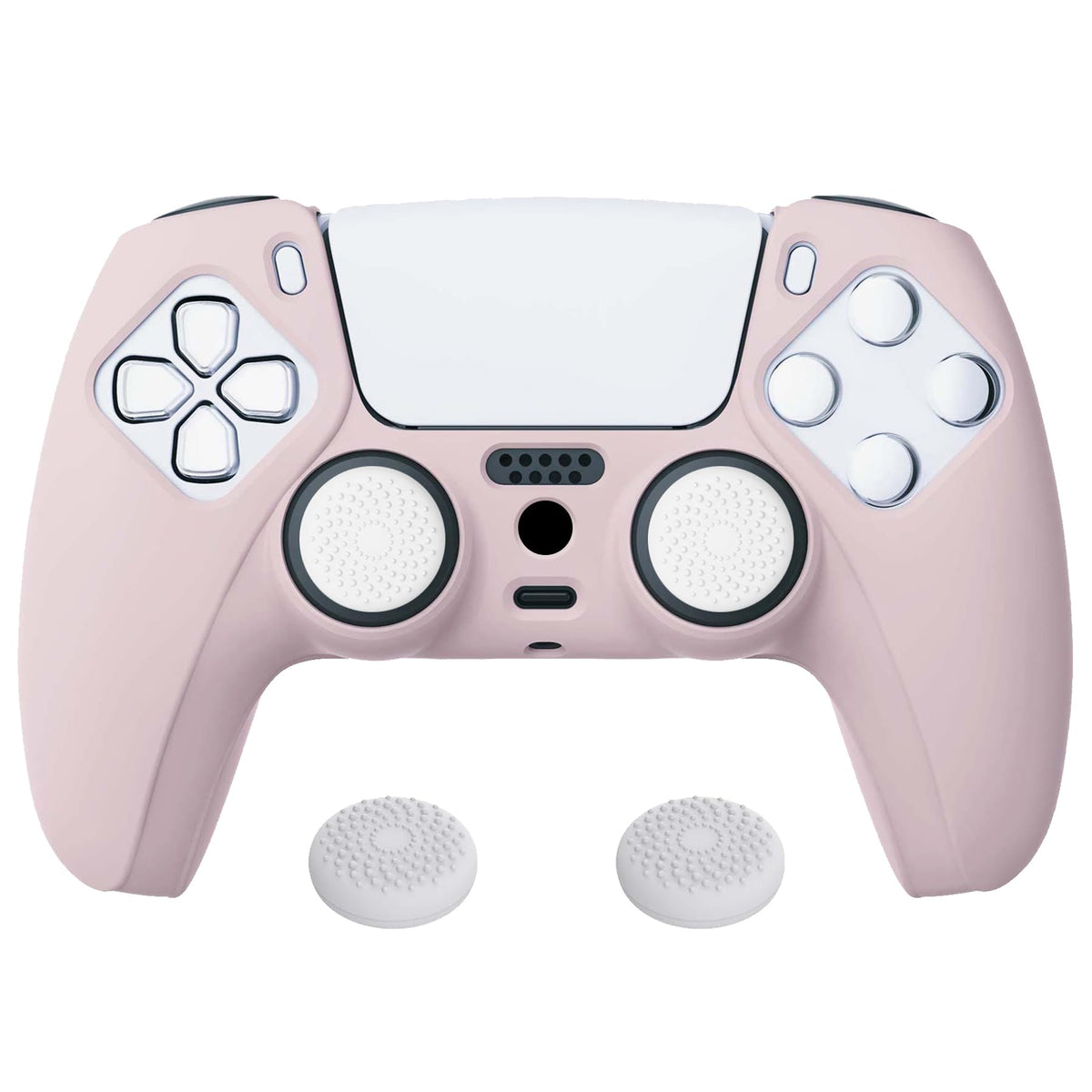 PlayVital Cherry Blossoms Pink Pure Series Anti-Slip Silicone Cover Skin for ps5 Controller  Soft Rubber Case for ps5 Wireless Controller with White Thumb Grip Caps