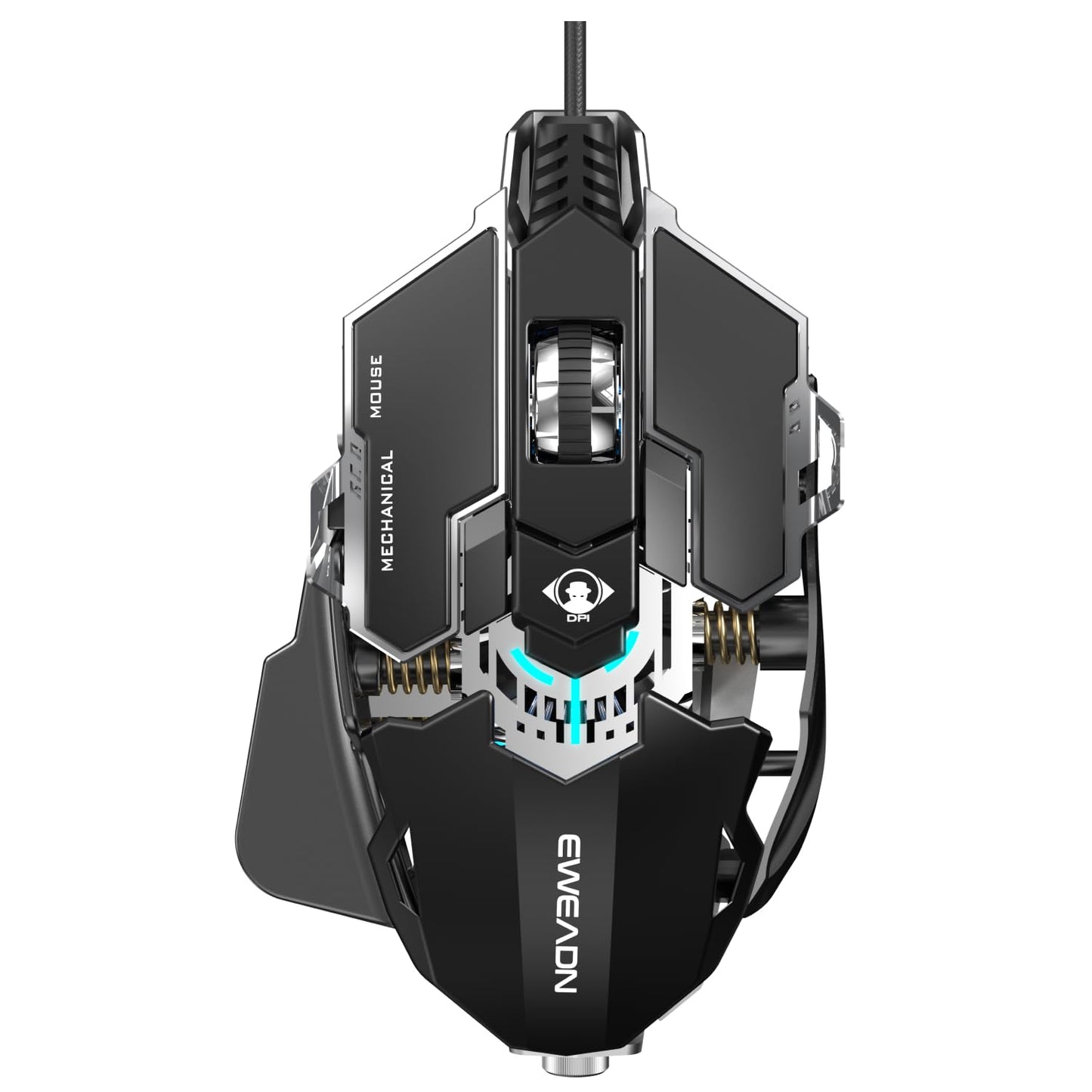 SEUNKWANG EWEADN G5 Wired Gaming Mouse  Ergonomic RGB Computer Mouse  12800 Adjustable DPI  9 Programmable Macro Buttons with Rapid Fire Key Compatible for PC/Laptop/Windows-Black&White