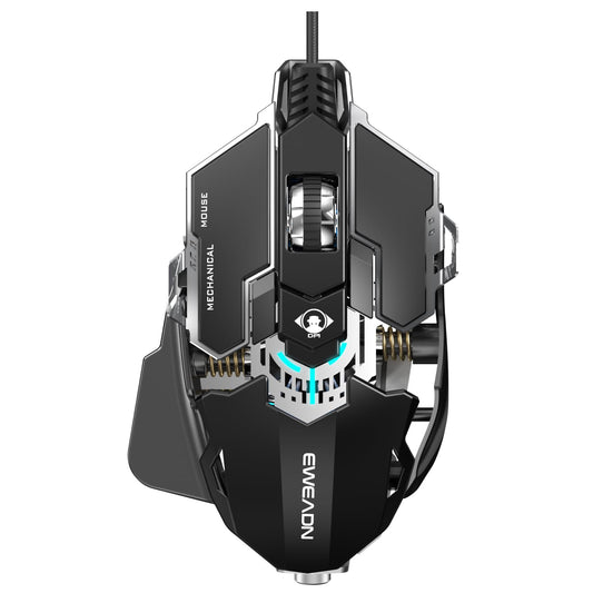 SEUNKWANG EWEADN G5 Wired Gaming Mouse  Ergonomic RGB Computer Mouse  12800 Adjustable DPI  9 Programmable Macro Buttons with Rapid Fire Key Compatible for PC/Laptop/Windows-Black&White