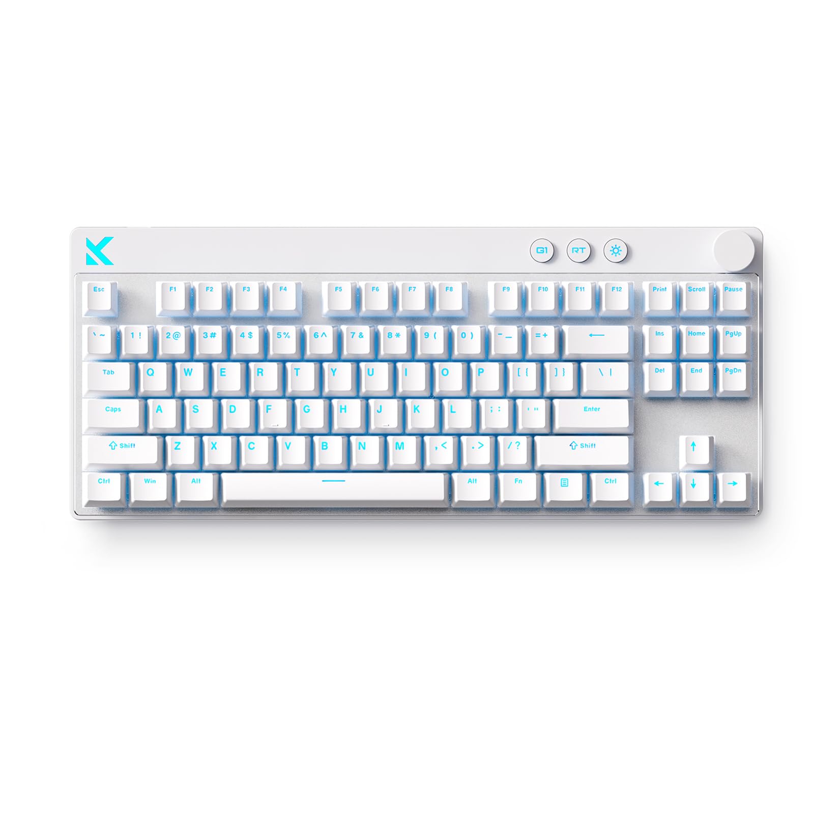 MCHOSE Mix 87 TKL Wired Gaming Keyboard Magnetic Switch Hall Effect Keyboards Rapid Trigger SOCD 8K Polling Rate Volume Knob Adjustable Actuation Point RGB Lighting HotSwap White Apollo Switch