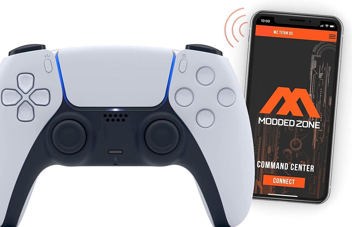 MODDEDZONE Custom Rapid Fire  Anti Recoil  Macros MODDED Wireless Controller for PS5 & PC - Unique Smart Mods for ps5 controller controlled by the APP. Best for FPS Games. (White)