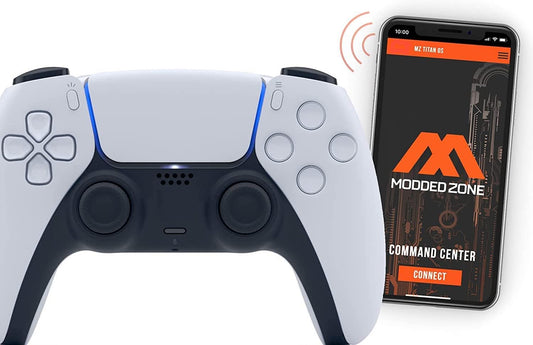 MODDEDZONE Custom Rapid Fire  Anti Recoil  Macros MODDED Wireless Controller for PS5 & PC - Unique Smart Mods for ps5 controller controlled by the APP. Best for FPS Games. (White)