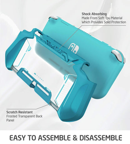 Mumba Grip Case for Nintendo Switch Lite - TPU Protective Cover, Peacock, Blade Series, Portable Accessories