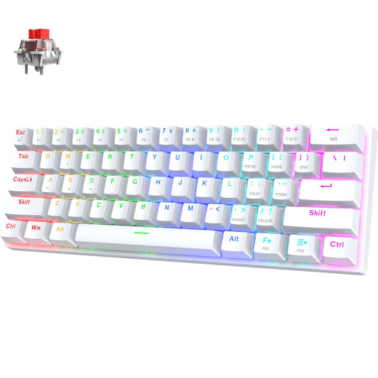 Pauroty 60% Wireless Creamy Keyboard  Triple Mode 2.4G/USB-C/Bluetooth Gaming Keyboard  RGB Backlit  Linea Red Switches  Creamy Sounding  61 Keys Rechargeable Mini Wireless Mechanical Keyboard