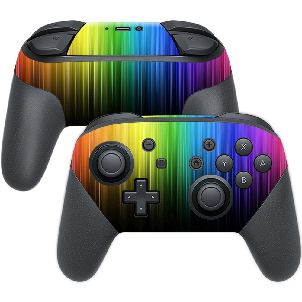 MightySkins Skin Compatible with Nintendo Switch Pro Controller - Rainbow Streaks | Protective, Durable, and Unique Vinyl Decal 