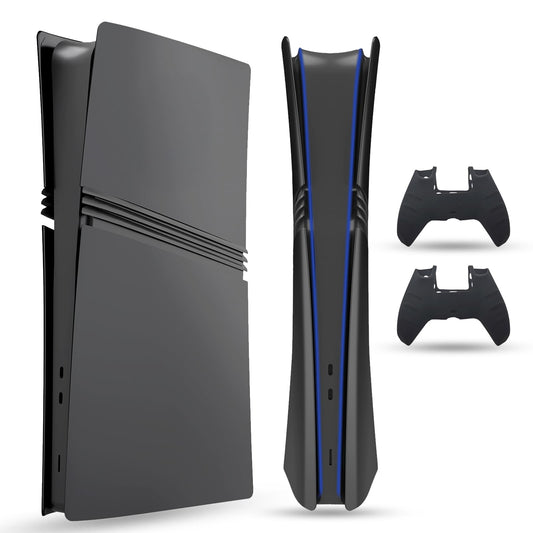PEYANZ Faceplate for PS5 Pro (Digital Edition)  Cover Plate  ABS Shell  Matt Skin  with Extra 2 Controller Silicone Covers (Black)