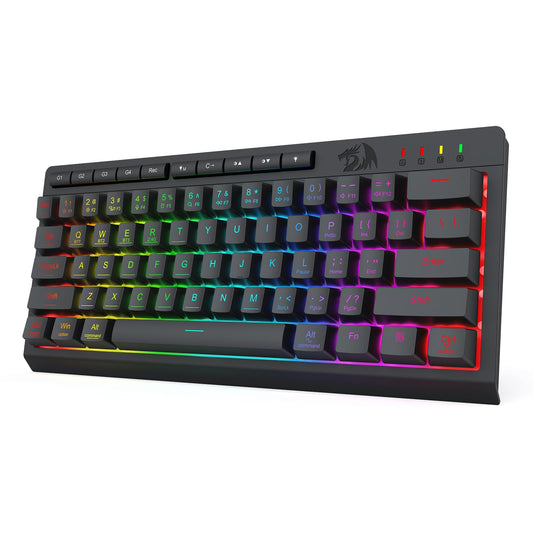 Redragon K522 PRO 60% Wireless RGB Membrane Gaming Keyboard  3 Mode Compact 61 Keys Linear Mechanical-Feel Switch Keyboard w/ 4 Extra On-Board Macro Keys & Media Control Keys
