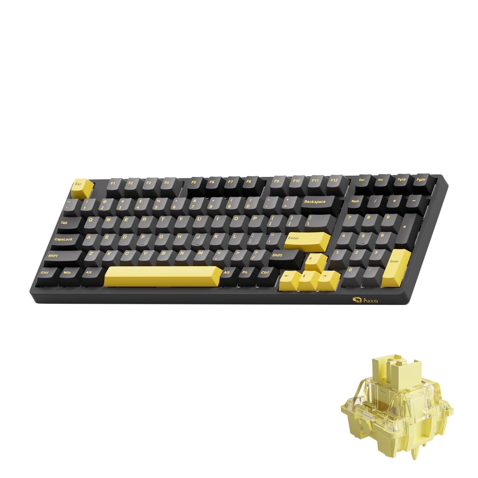 Akko 3098B Hot-swappable Mechanical Keyboard with RGB Backlight  PBT Keycaps  Black&Gold Creamy Gaming Keyboard with Number Pad Software for Mac & Win