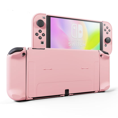 RHOTALL 3 in 1 Dockable Protective Case for Nintendo Switch OLED - Pink, Shock-Absorption, Anti-Scratch Design, Model 01
