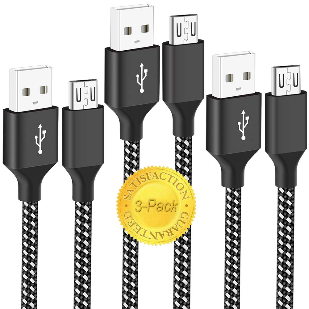 PS4 Controller Charger Cable 3-Pack 6FT for Xbox One Controller Dualshock 4 PS4 Charging Cord Nylon Braided Micro USB Data Sync Cable for Xbox One S/X Playstation 4 PS4 Slim/Pro Charge and Play Wire