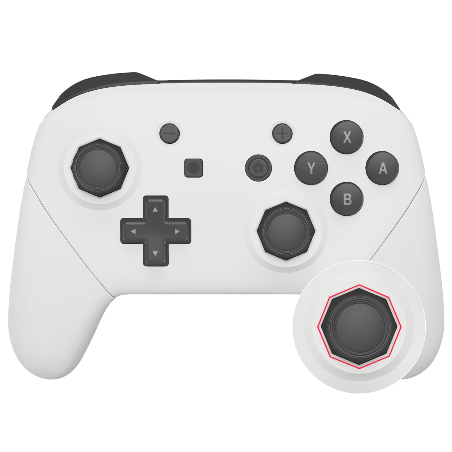 eXtremeRate White Octagonal Gated Sticks Faceplate Backplate Handles Cover, DIY Replacement Hand Grip Housing Shell for Nintendo