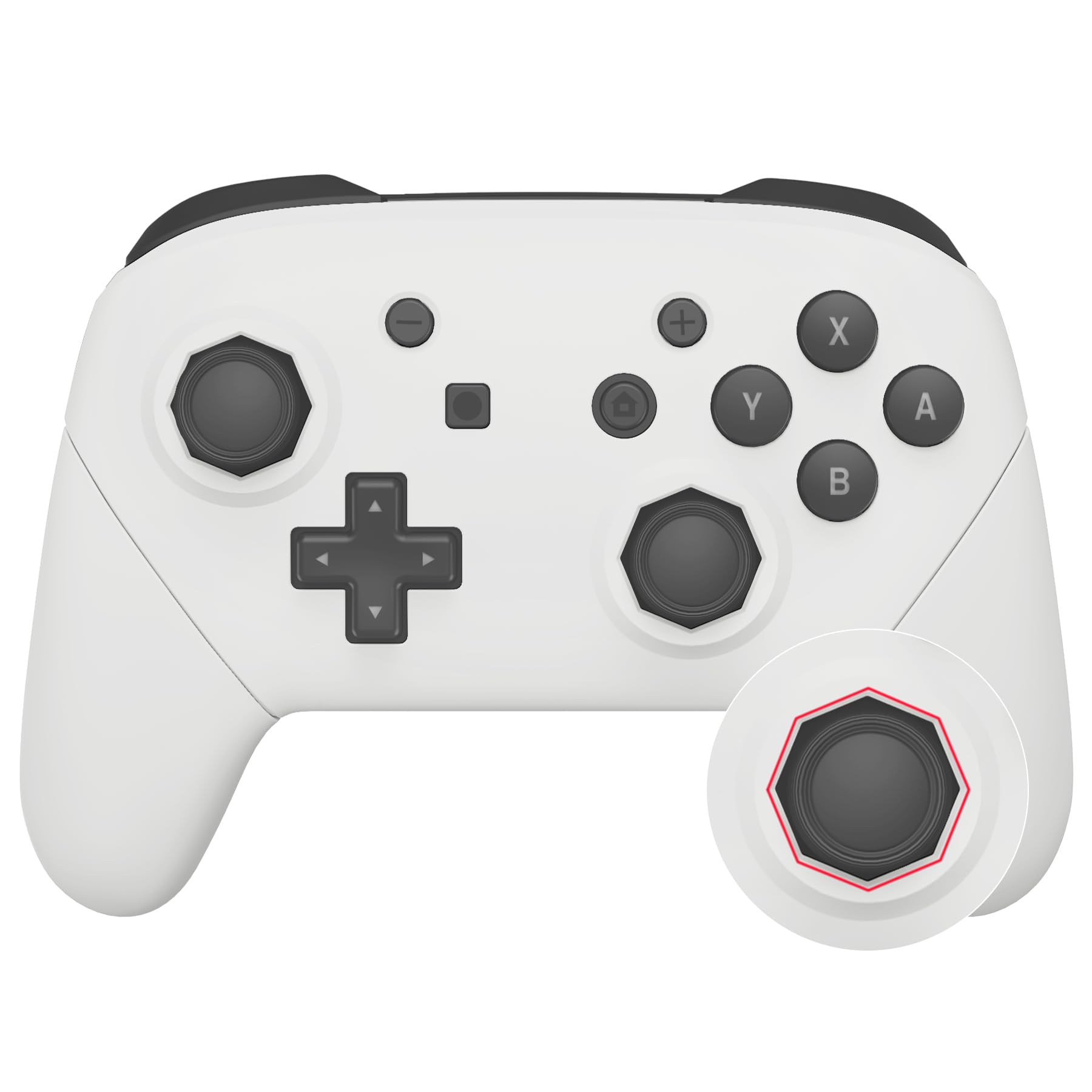 eXtremeRate White Octagonal Gated Sticks Faceplate Backplate Handles Cover, DIY Replacement Hand Grip Housing Shell for Nintendo