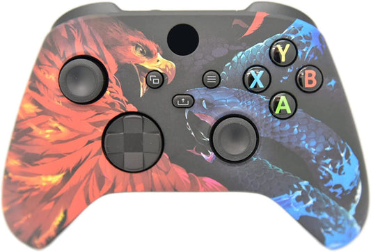 Hand Airbrushed Fade Custom Controller Compatible with Xbox Series X/S & Xbox One (Series X/S Bird V Snake)