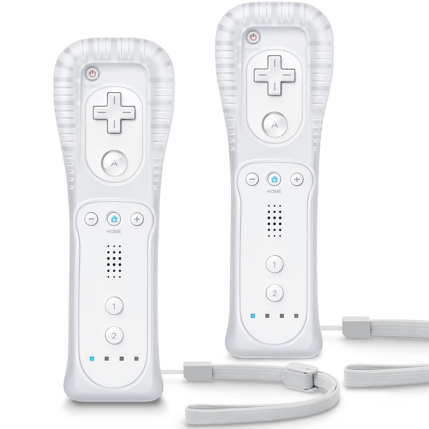 TIANHOO Wii Remote Controller 2 Pack with Silicone Case, Wrist Strap, Upgraded Functions - White
