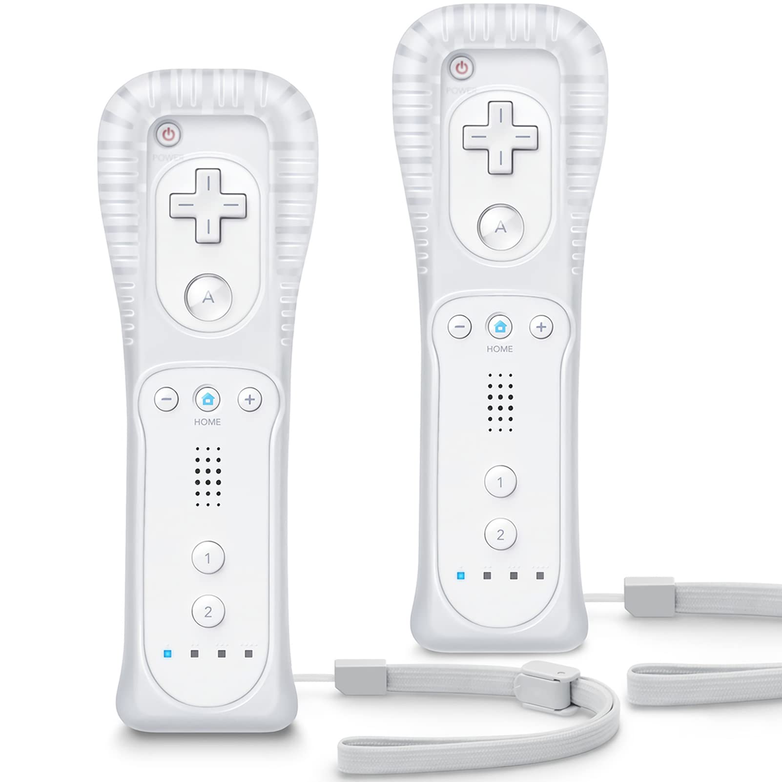 TIANHOO Wii Remote Controller 2 Pack with Silicone Case, Wrist Strap, Upgraded Functions - White