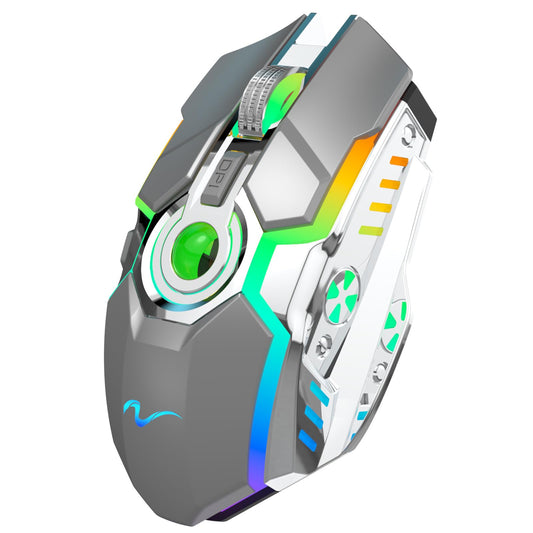 HXMJ Rechargeable Wireless Gaming Mouse - Z30 Gray, USB Receiver, Medium Size, Decompress Crystal Ball Design