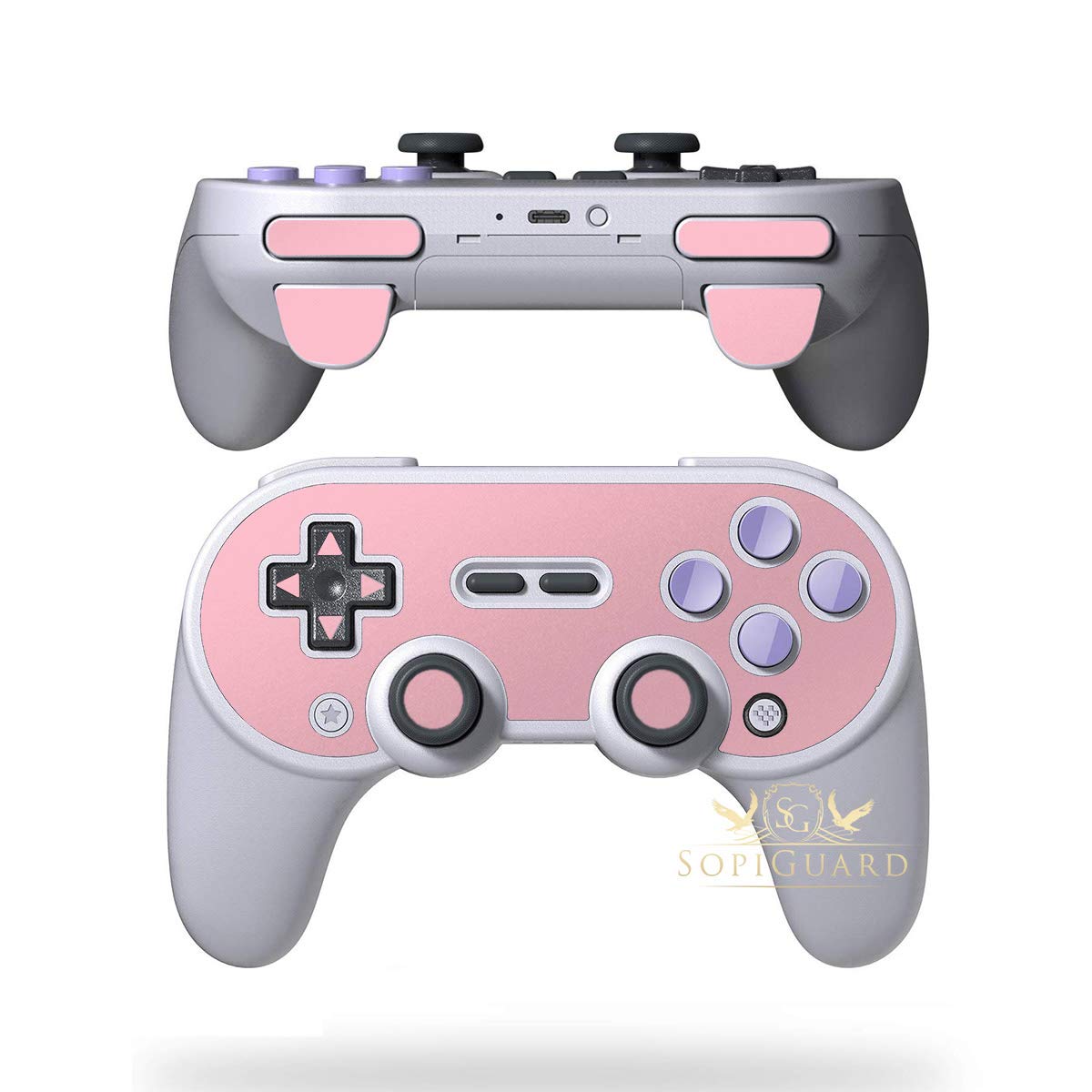 SopiGuard Skin for 8BitDo SN30 Pro+ Controller Precision Cut Vinyl Sticker Wrap (Icy Sakura Pink)