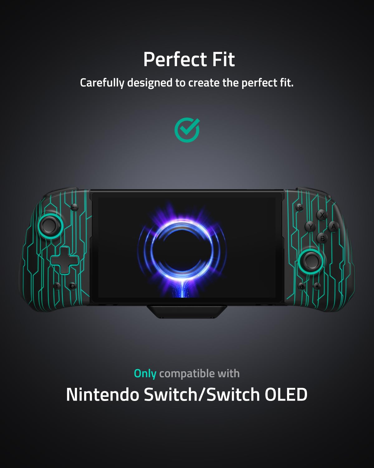 FUNLAB Switch Joypad Controller - Ergonomic Customizable Joycon, 7 LED Colors, Turbo, Black-Mech Cyber Pattern