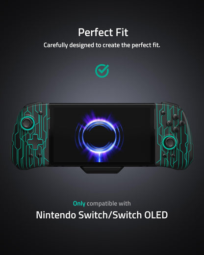FUNLAB Switch Joypad Controller - Ergonomic Customizable Joycon, 7 LED Colors, Turbo, Black-Mech Cyber Pattern