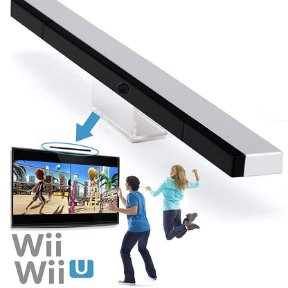 SOONORY Replacement Wireless Sensor Bar for Nintendo Wii/Wii U - Infrared IR Ray Receiver, Includes Stand & 4 AAA Batteries, Black