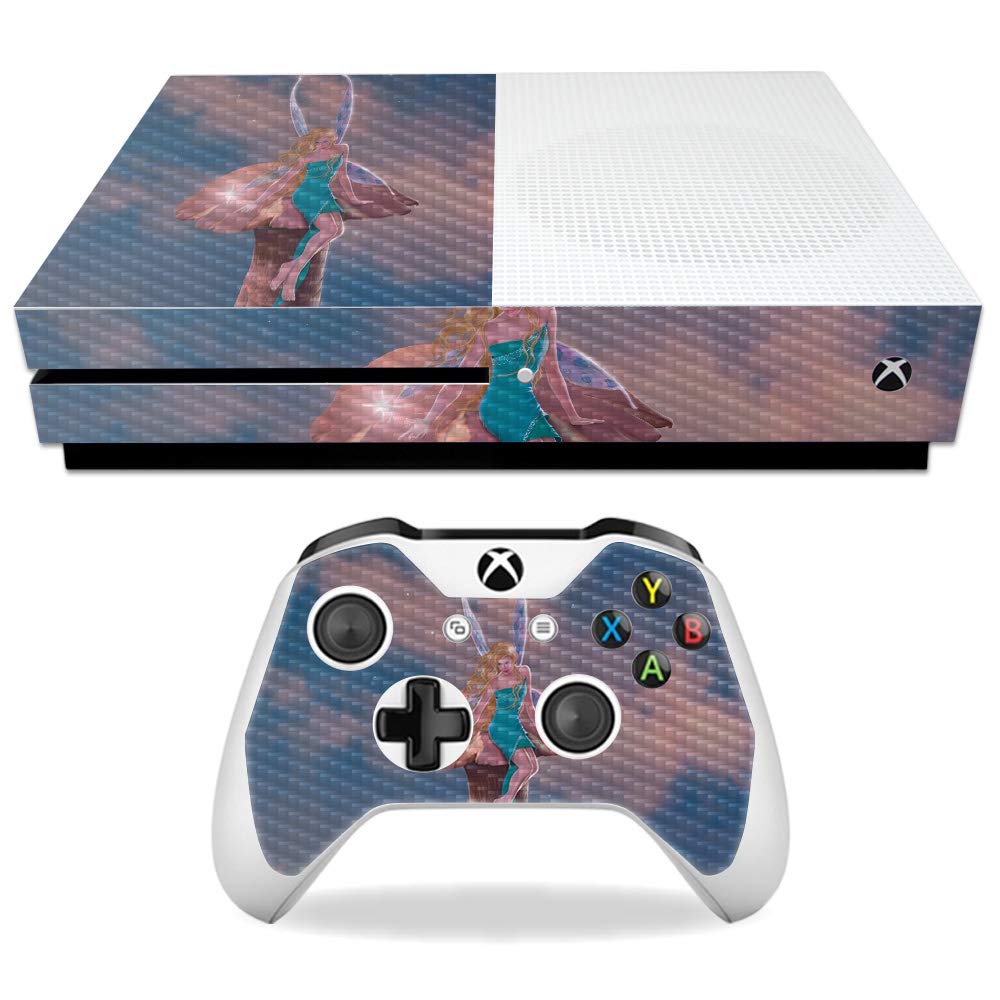 MightySkins Carbon Fiber Skin for Microsoft Xbox One S - Fairy Wish | Protective  Durable Textured Carbon Fiber Finish | Easy to Apply  Remove  and Change Styles | Made in The USA