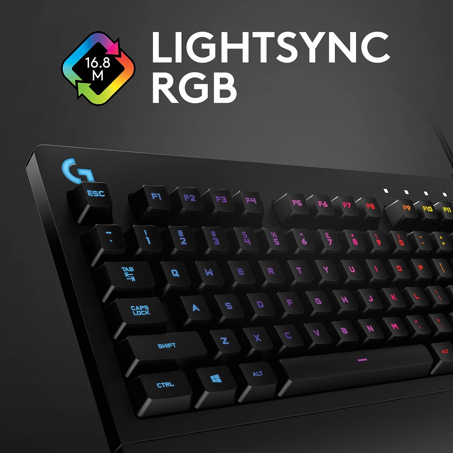Logitech G213 Prodigy Gaming Keyboard - LIGHTSYNC RGB Backlit Keys, Black, Model 920-009284
