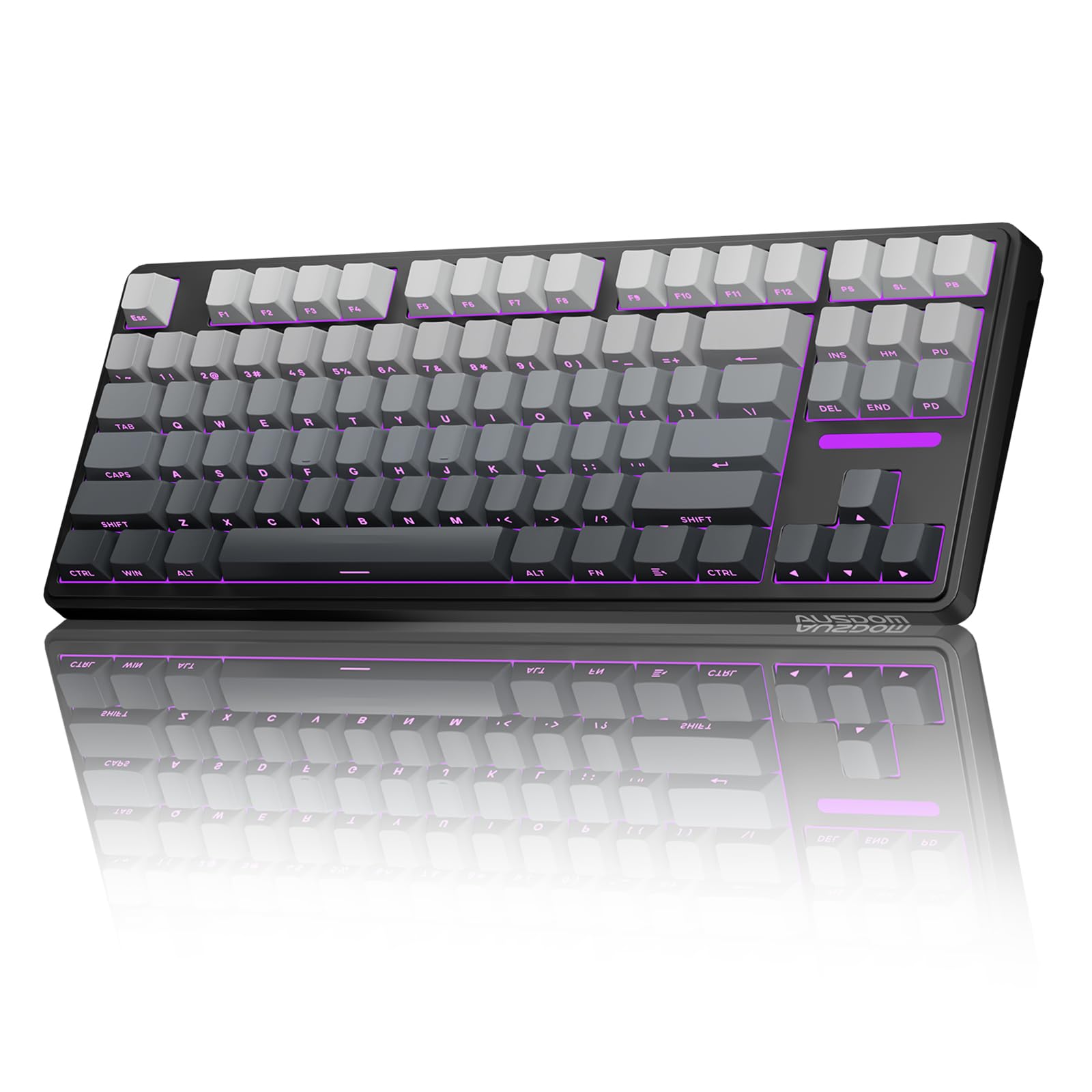 AUSDOM H87 Wireless Mechanical Keyboard  10000mAh Battery Gasket Hot Swappable Custom Keyboard with RGB Backlit  Side Printed PBT Keycaps  Tri-Mode BT5.3/2.4GHz/USB-C Gaming Keyboards  Black Grey