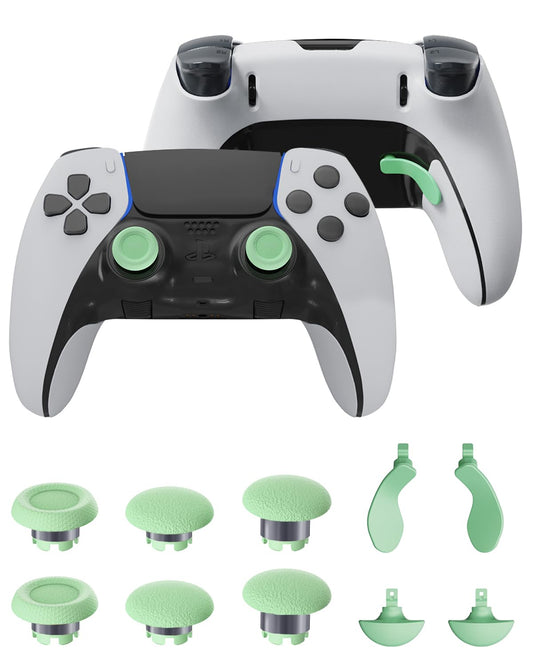 CHARM FOCUS Replacement Kit Thumbsticks & Back Paddles for PS5 Edge Controller  Analog Thumb Sticks Caps Interchangeable for PS5 Dual Sense Edge Stick Module  6 Joysticks  4 Back Buttons  Green